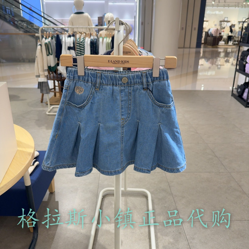衣恋童装正品夏女童牛仔百褶半裙