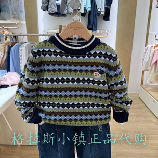 TeenieWeenie童装专柜正品25年冬款男童圆领羊毛毛衣TKKW254V03A