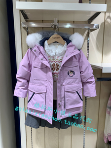 Elandkids衣恋童装专柜正品23冬新款女童鹅绒毛领羽绒服JDD4V21K