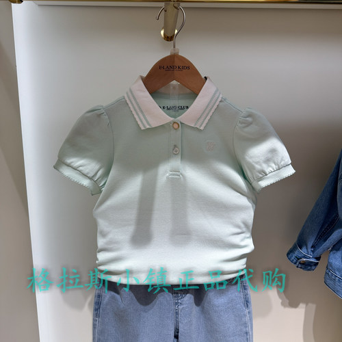 衣恋童装正品夏女童学院翻领T恤