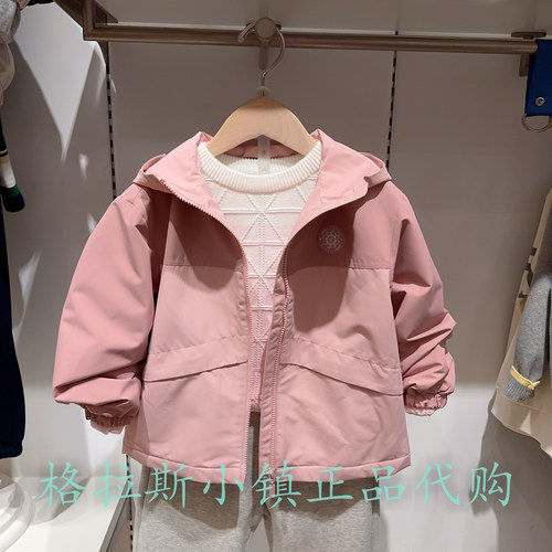 Polowalk童装冬女童加绒连帽外套