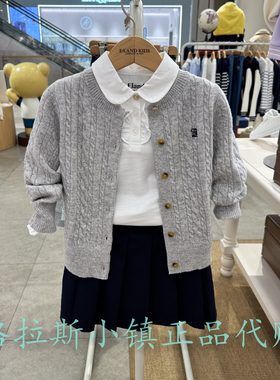 绵羊毛Elandkids童装正品25冬款女童学院针织开衫EKCKF4T21K