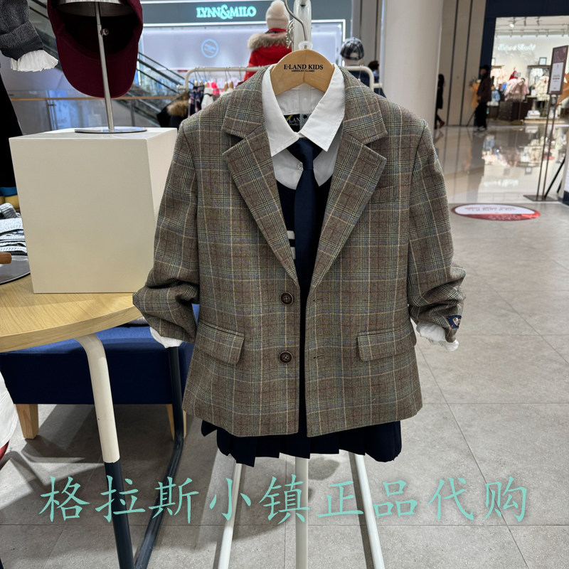 衣恋童装正品春女童格纹西服外套
