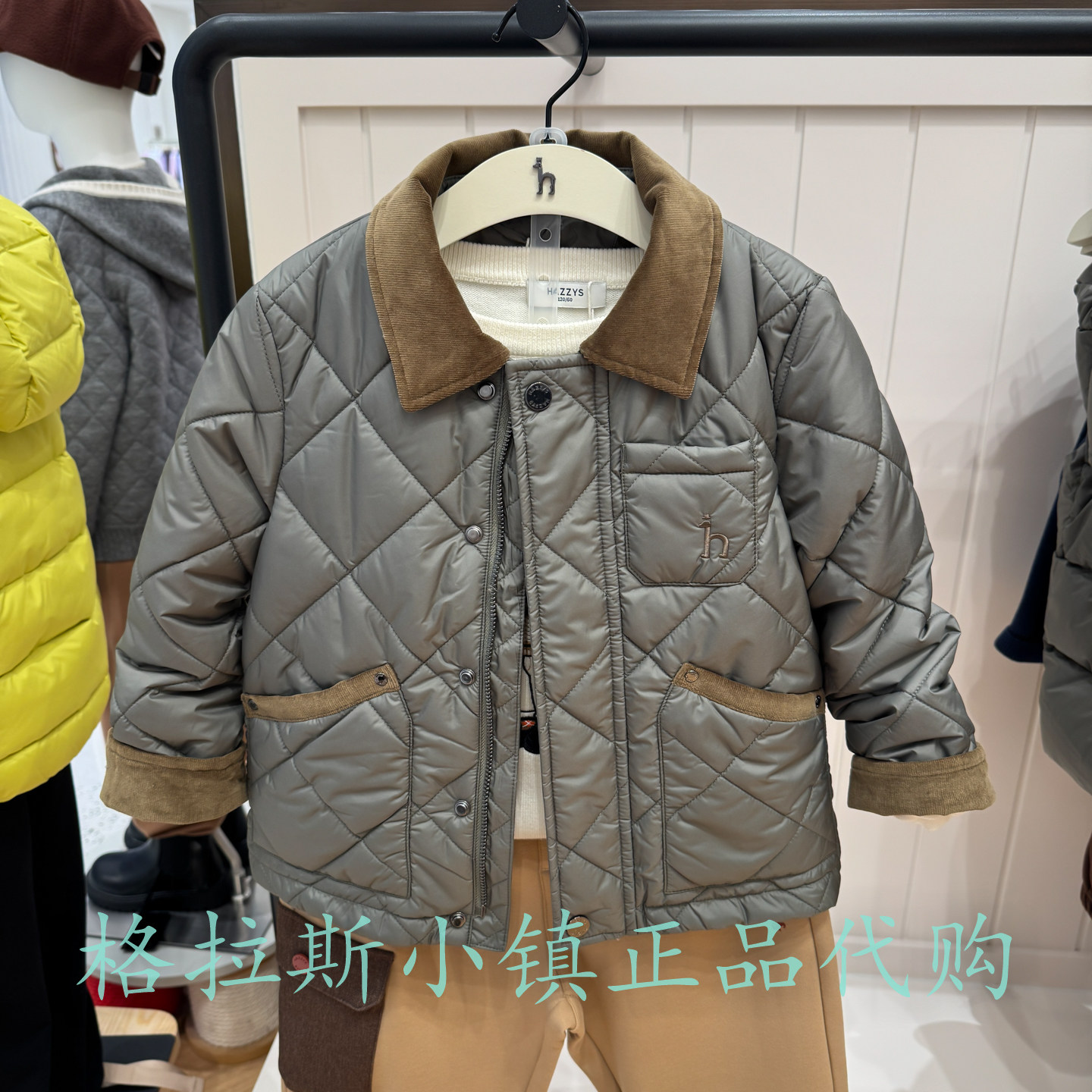 hazzys童装冬款男童翻领棉服外套
