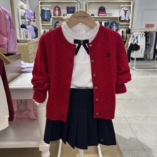 绵羊毛Elandkids衣恋童装正品25冬款女童学院针织开衫EKCKF4T21K