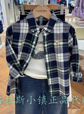 衣恋童装秋新款男童格纹长袖衬衫