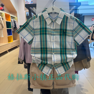 特价hazzys哈吉斯童装国内代购夏款男童学院风格纹衬衫HTM12XS09M