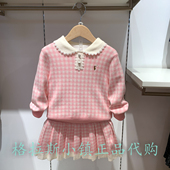 女童甜美格纹针织套装 Polo C41W536E0161 正品 25冬款 walk KIDS童装