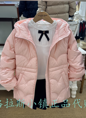 Elandkids衣恋童装专柜正品25冬款女童连帽羽绒服外套EKJDF4T26K