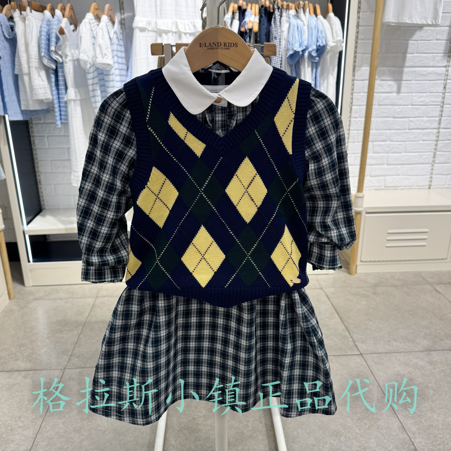 衣恋童装冬女童V领针织马甲背心