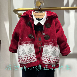 chocolat巧克力童装正品25年冬新款男宝加绒毛衣外套CICKF4T11K