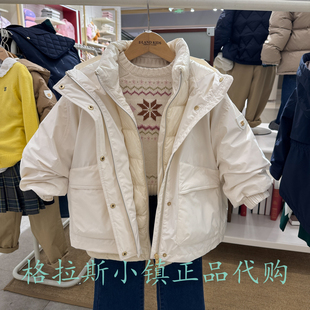 Elandkids衣恋童装专柜正品25冬款女童三防羽绒服外套EKJDF4V26A