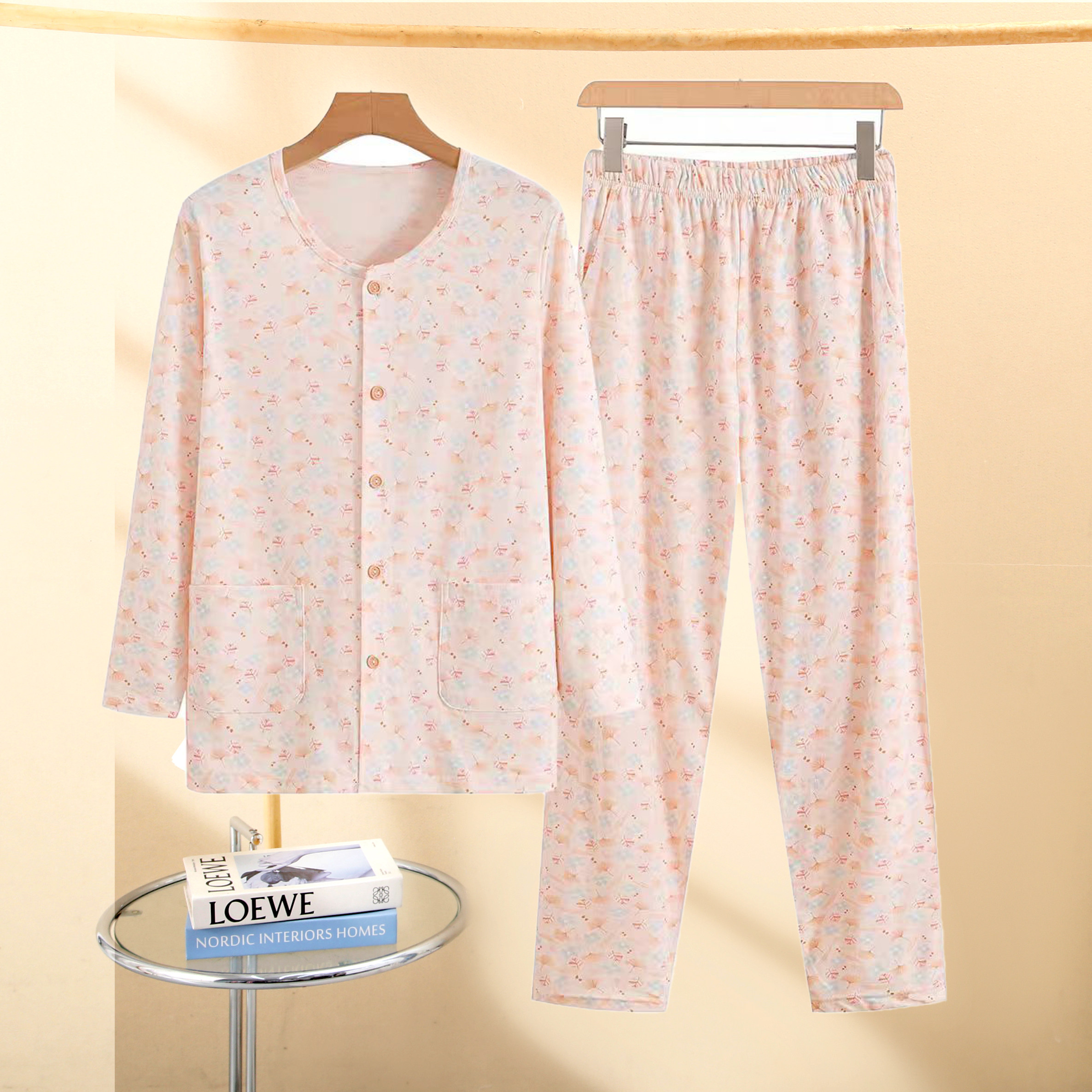 老年人睡衣女纯棉春夏宽松大码长袖长裤套装居家服奶奶开衫妈妈衫