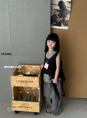 wooso吾束2026女童夏季休闲套装中大童马甲背心裤裙三件套35182