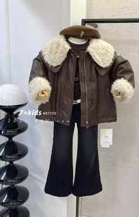 洋气皮毛一体外套皮衣上衣81733 2025冬新女童韩版 品牌童装