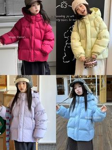 木莎music冬款 洋气儿童90白鸭绒羽绒服连帽百搭加厚外套97112 韩版