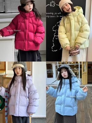 木莎music冬款韩版洋气儿童90白鸭绒羽绒服连帽百搭加厚外套97112