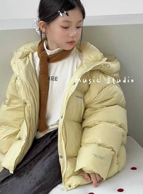 木莎童装2025冬新款女童中大童韩版潮款90绒连帽羽绒服97110