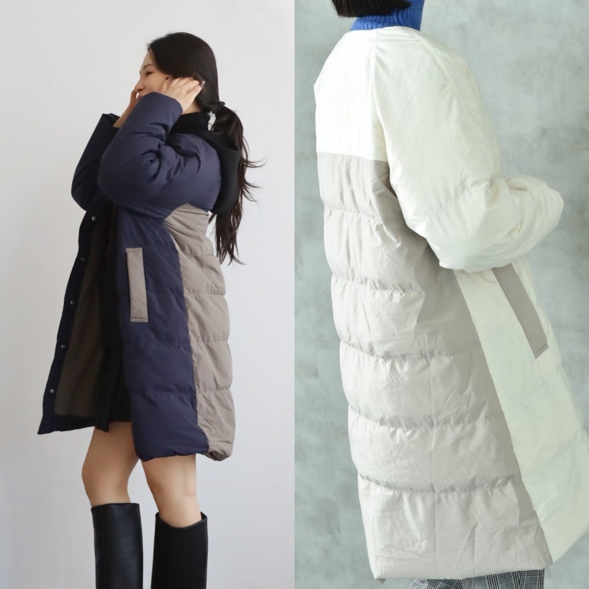 日系 柔软小面包 圆领暗扣撞色趣味直筒小香风中长款羽绒服外套,女装/女士精品,羽绒服,淘宝优惠券,粉丝福利购,淘宝优惠卷