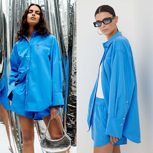 特 衬衫 丹麦设计师sg oversize宽松廓形男友风长袖 外套 灵魂蓝