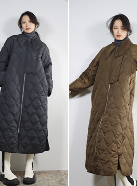 【特】丹麦gan 套子里的人 宽松轮廓衍缝个性垮肩休闲长外套棉衣