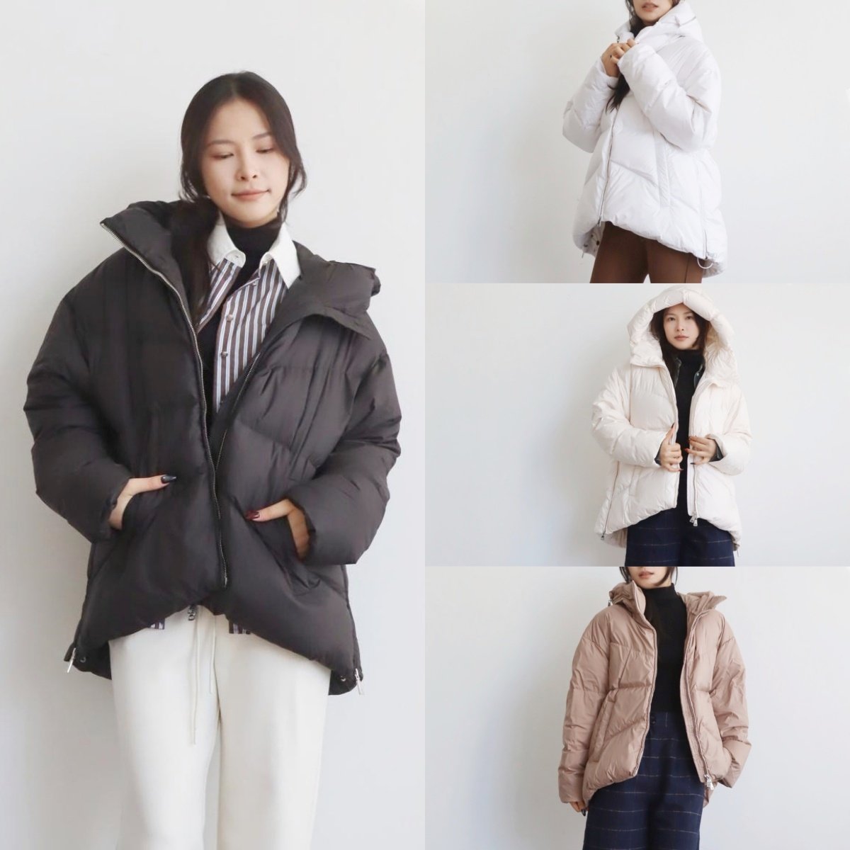 意大利奢AD 陷入柔软的云里 大帽子金属拉链小A版宽松鹅绒羽绒服