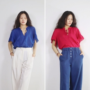 竖领齿轮木耳花边纯棉系带短袖 如蝶翩翩 澳洲wit 上衣衬衫 特