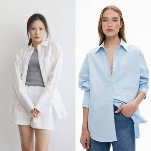 套装 澳洲wit 短裤 宽松廓形垮肩男友风单口袋全棉衬衫 洒脱与自由