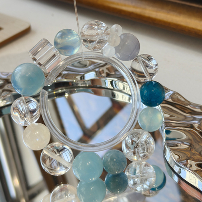 高端天然海蓝宝水晶手串