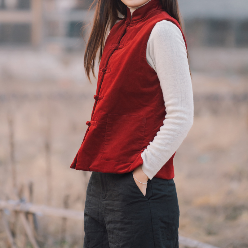 玉想对襟中式短款立领百搭女装