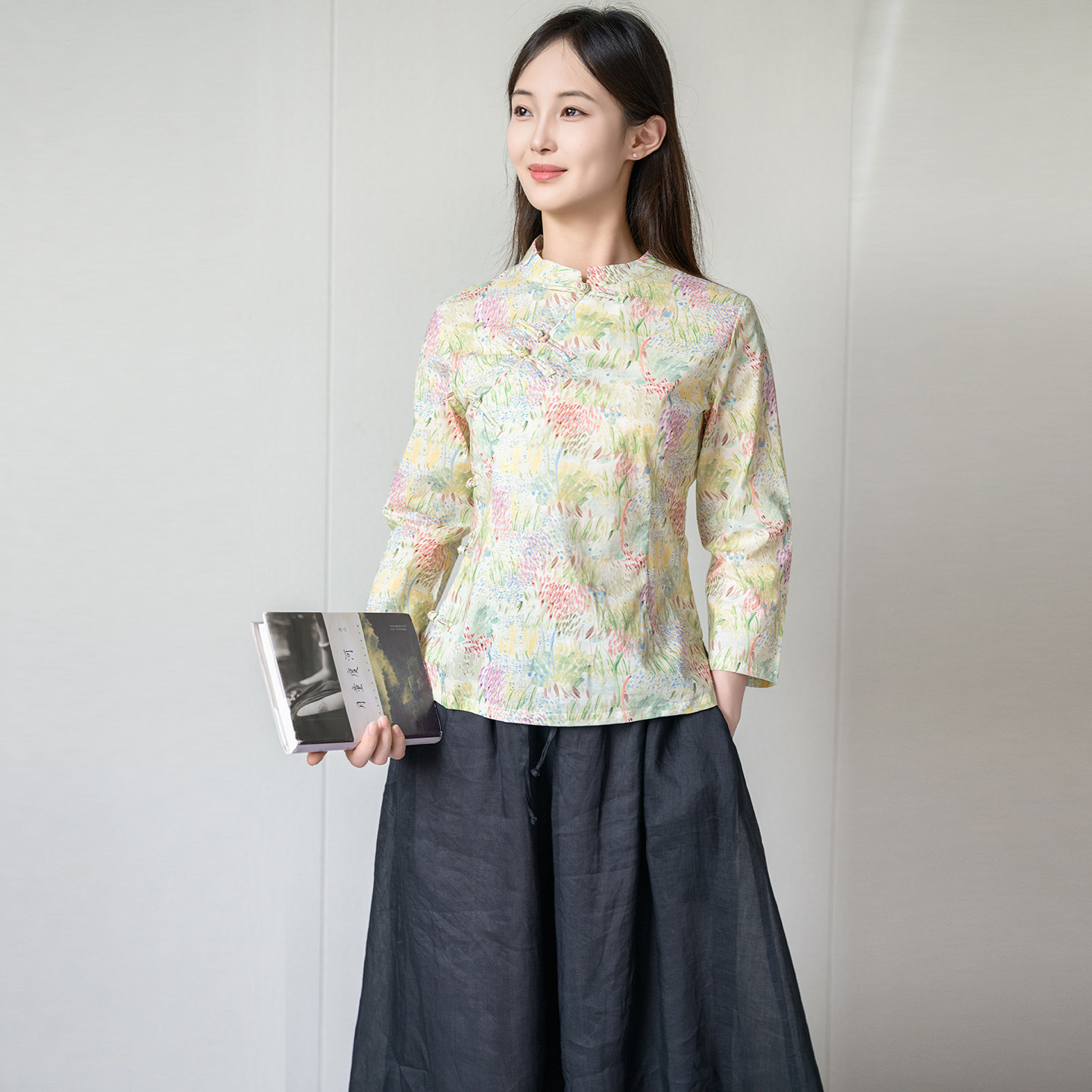 【芳菲】凤凰记原创中式女装文艺复古手工盘扣全棉印花旗袍上衣女