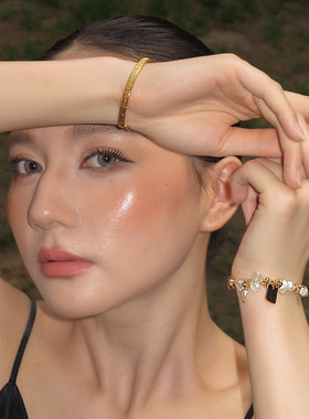 欧美金属条纹开口可调节手镯女款轻奢精致时尚金色手饰品