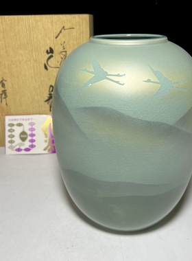 日本回流九谷香祥仙鹤纹花瓶