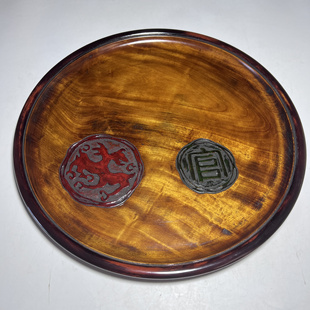 日本回流乌城雕实木茶盘