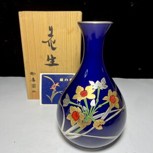 日本回流香兰社帝王蓝描金花瓶