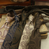 花纹大腰果系列 领带男绿咖米色8CM文艺商务休闲百搭色织工装 手打