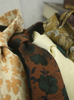 浅色新品 复古花纹领带灰色圆点男女8CM正装职业商务休闲百搭韩版