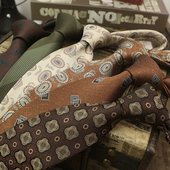 新款 领带男英伦复古米咖暗红花纹8CM正装 职业商务休闲咖色条纹