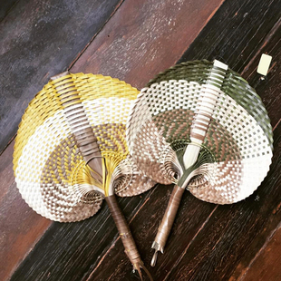 巴厘岛特色手工编织棕榈草蒲扇子ins网红小红书推荐 工艺品草编扇