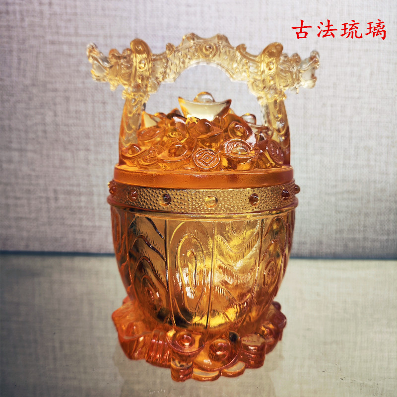 琉璃一桶金摆件吉祥客厅摆设送礼