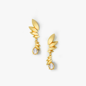 Zbird 钻石小鸟天然白水晶925银镀金耳钉 EL040