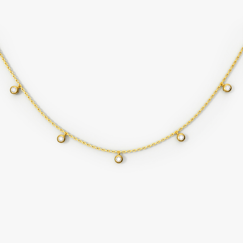 Zbird/钻石小鸟天然白托帕石925银镀金套链-NH599