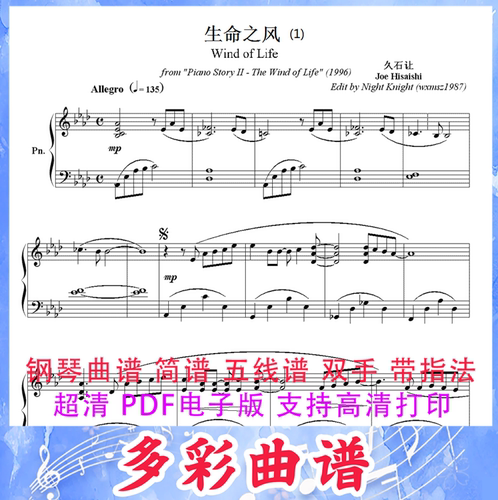 03213 The Wind of Life-生命之风-久石让 钢琴曲五线谱6页