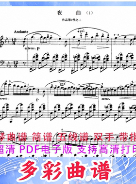 03059夜曲（肖邦作品第9号之二） 钢琴曲五线谱双手带指法3页外国