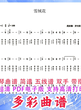 01217雪绒花-双手简谱理查德·罗杰斯钢琴曲简谱双手带指法1页