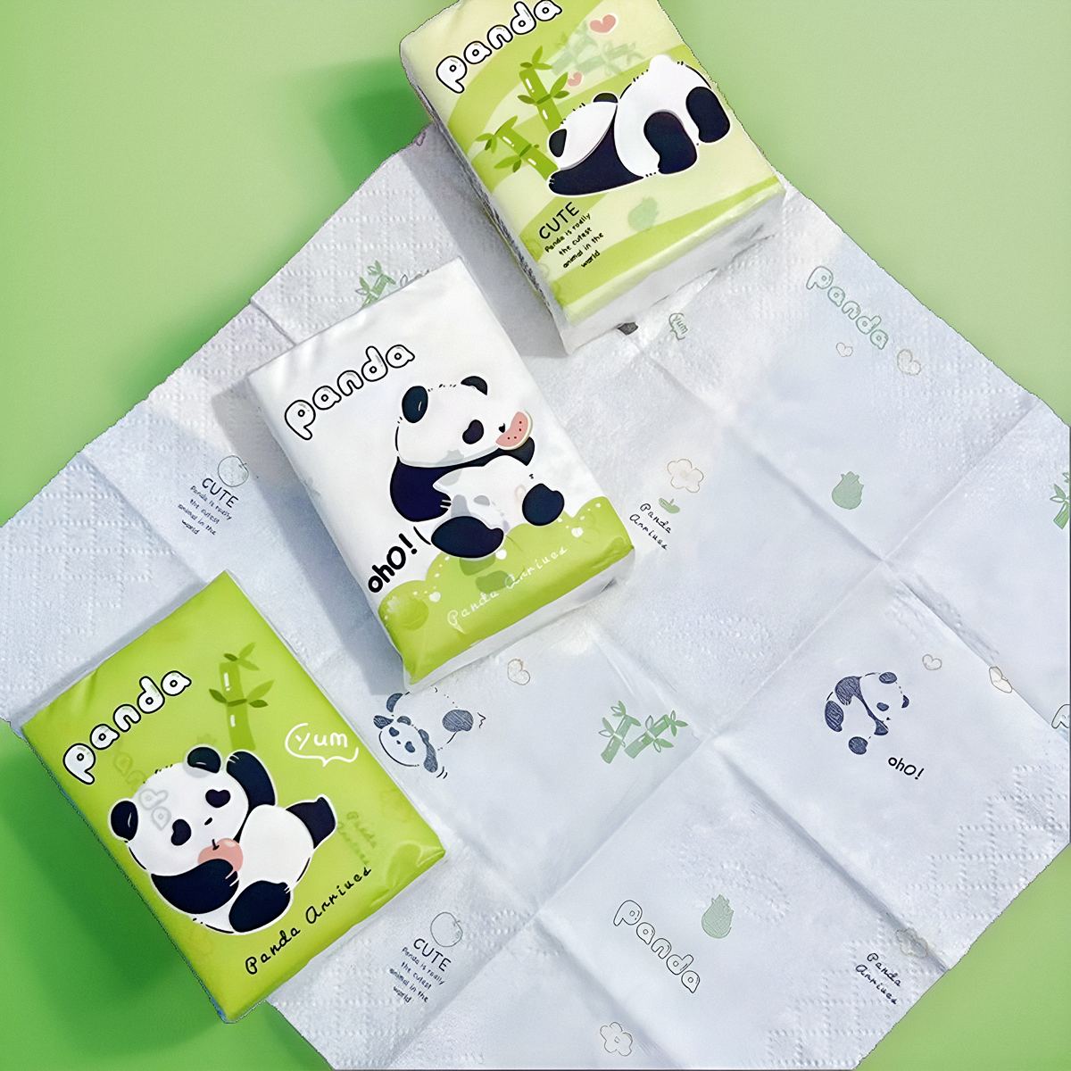 印花手帕纸熊猫纸巾带图案小包纸巾便携学生专用小包纸卡通手帕纸
