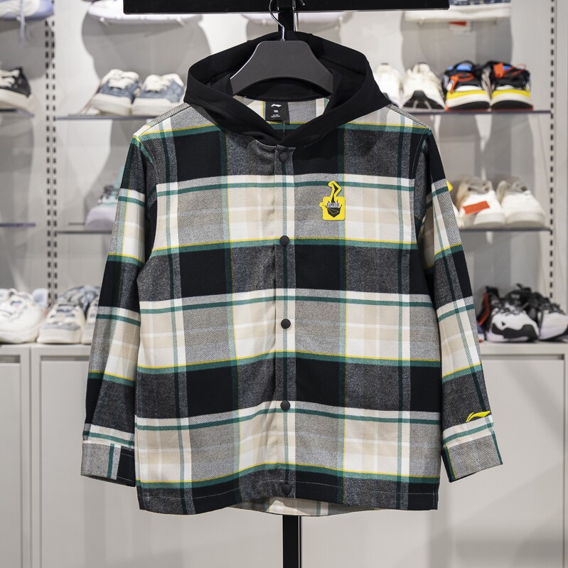 李宁儿童连帽宽松衬衫外套