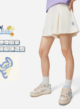 李宁2024夏季新款X迪士尼史迪奇联名系列女子宽松短裤裤裙ASKU070