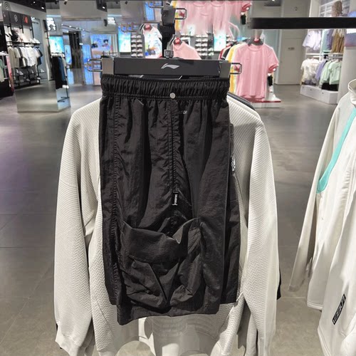 李宁男子宽松透气休闲短卫裤短裤