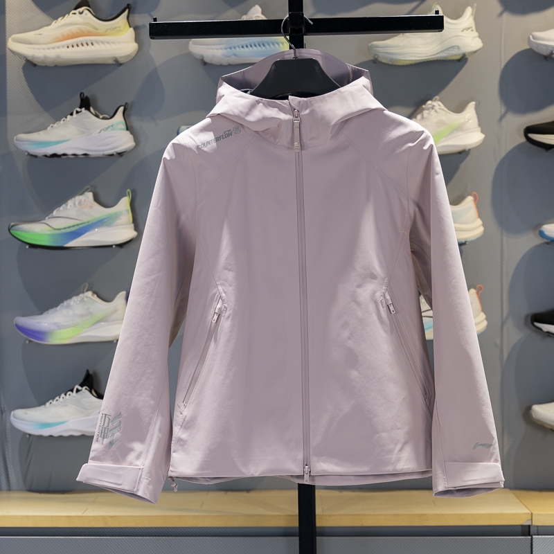 李宁女子连帽宽松单层冲锋衣